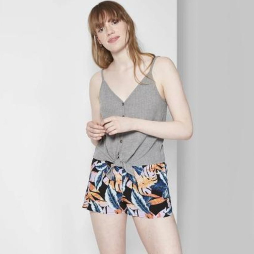 Women's Button Front Waffle Tank Top